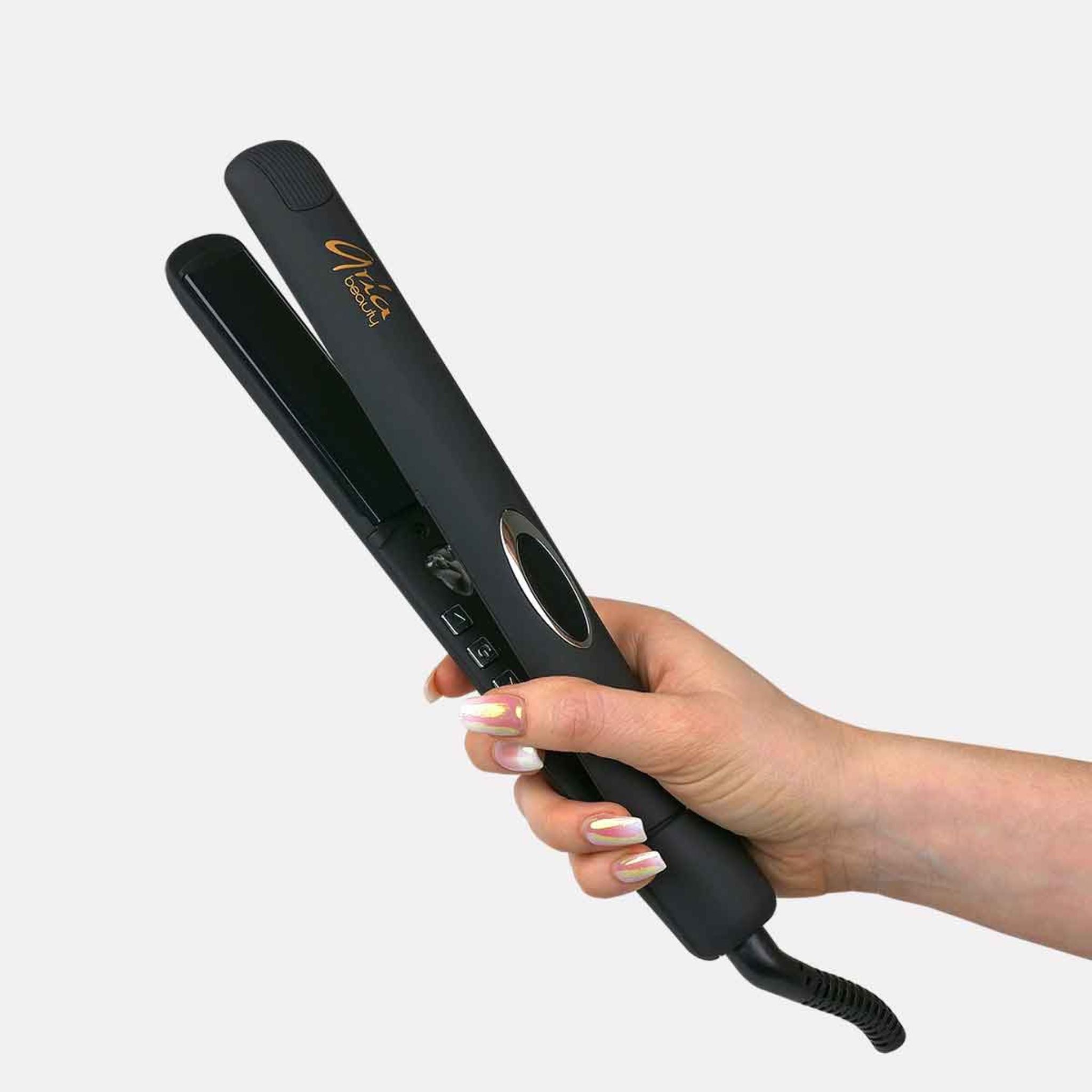 Aria Beauty - 1" Black Infrared Ceramic Hair Straightener / Flat Iron