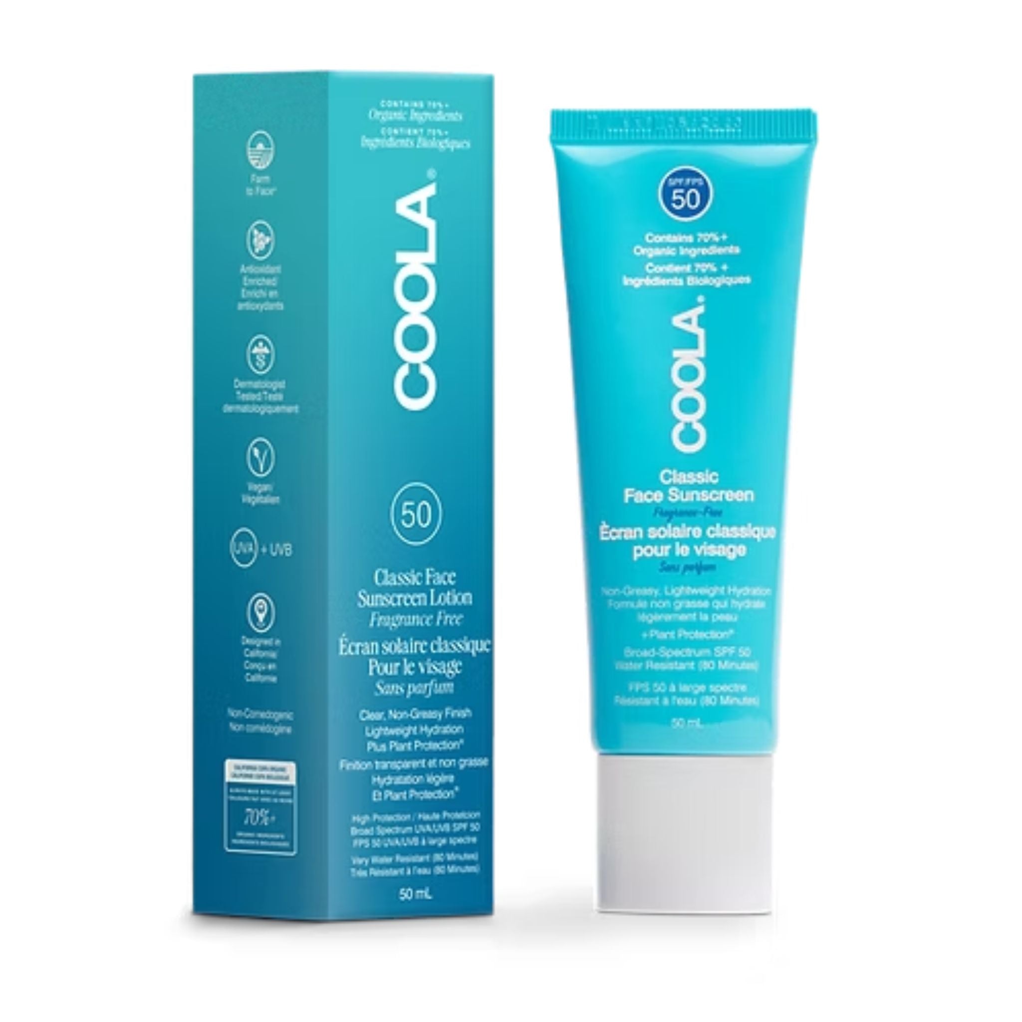 Coola - Classic Face SPF 50 Sunscreen Lotion - Fragrance Free