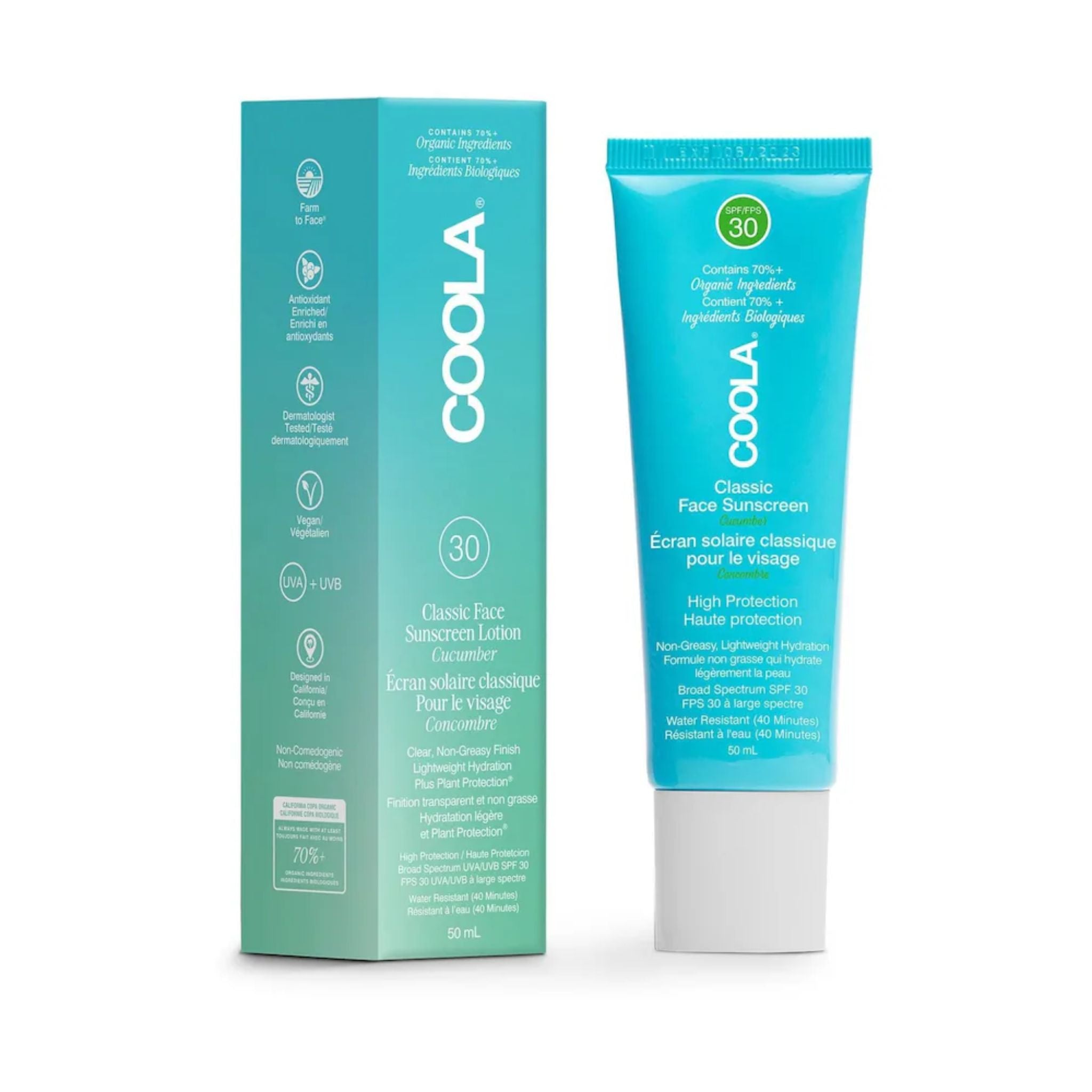 Coola - Classic Face SPF 30 Cucumber Sunscreen Lotion