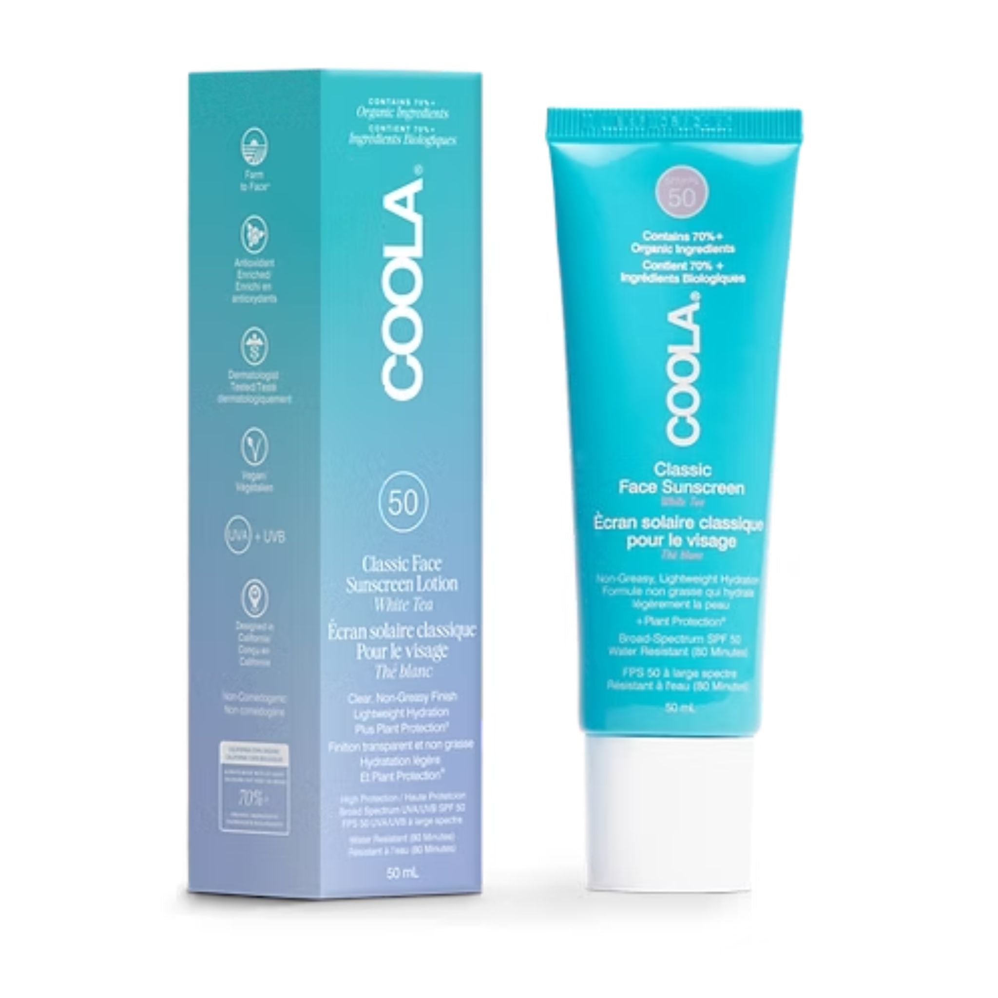 Coola - Classic Face SPF 50 White Tea Organic Sunscreen Lotion